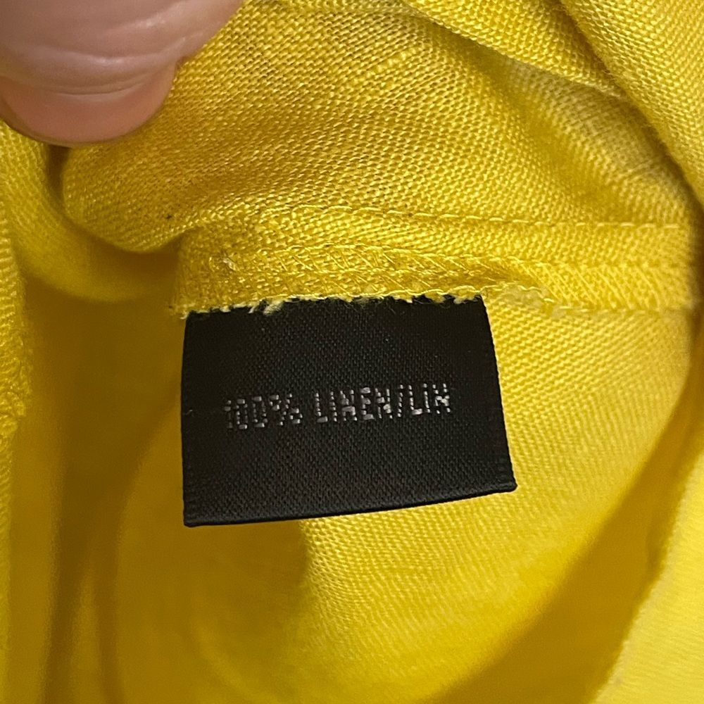 Lafayette 148 New York Luxury Yellow Ruffle Vneck Button Down Linen Blouse Sz10 - Picture 5 of 8